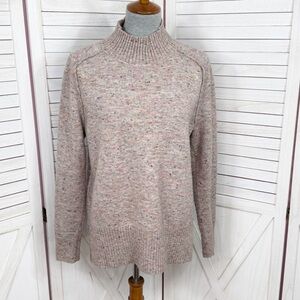 Loft Speckled Mock Neck Space Dyed Tunic Sweater Tan Multi Size Small‎